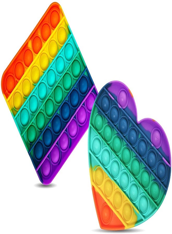 AIMERS Push Pop Bubble Sensory Fidget Toy, Pop It Stress Relief Toy, Sensory Fidget Toys, Autism Special Needs Stress Anxiety Relief Toys, Extrusion Bubble Fidget Sensory Toy (Square and Heart) - Image 1